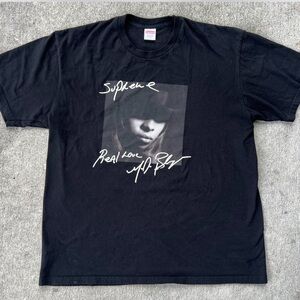 Supreme Black Graphic Tee with White Accents